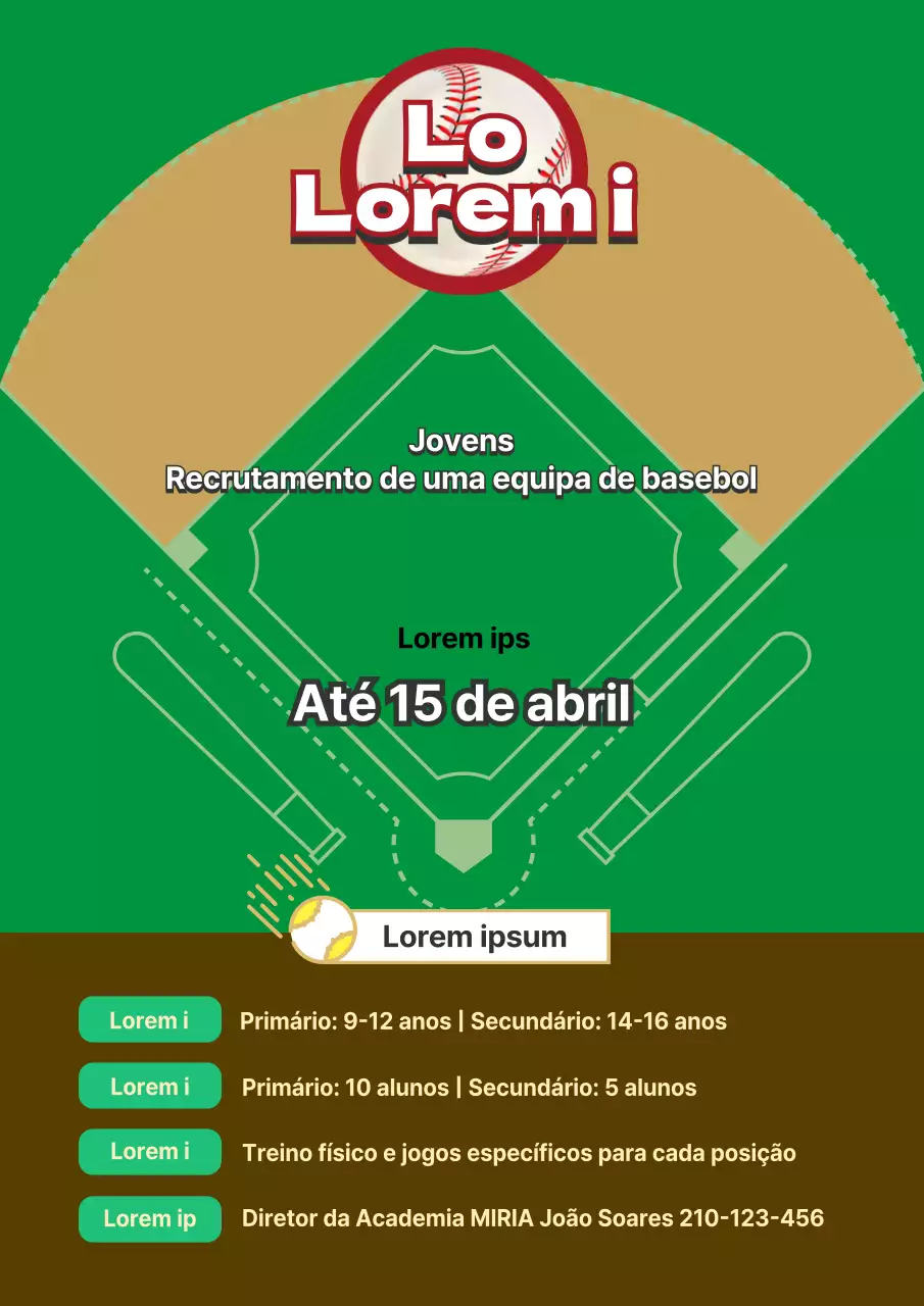 Recrutamento de basebol em verde