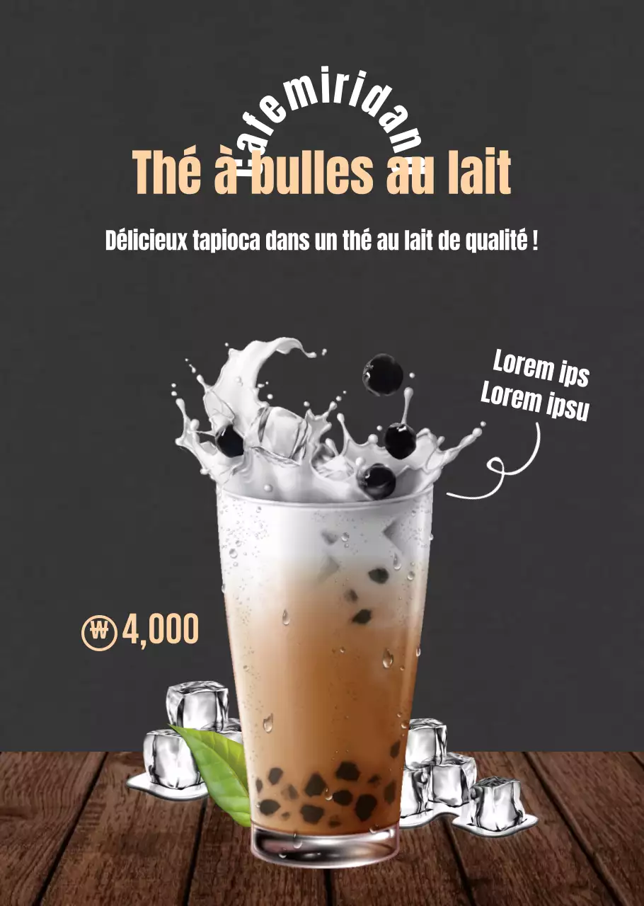 Bubble tea au lait de style basique