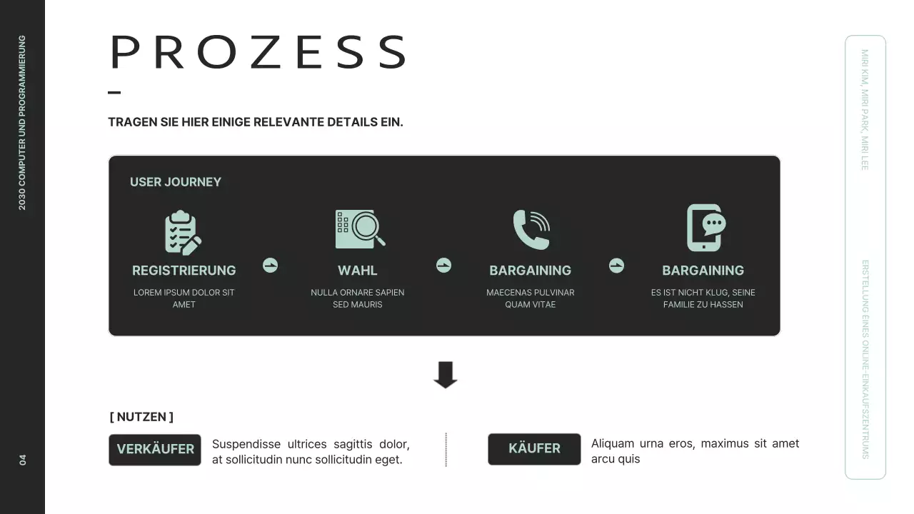 Präsentieren Sie eine saubere Projektübersicht mit schwarzen und mintfarbenen Grafiken