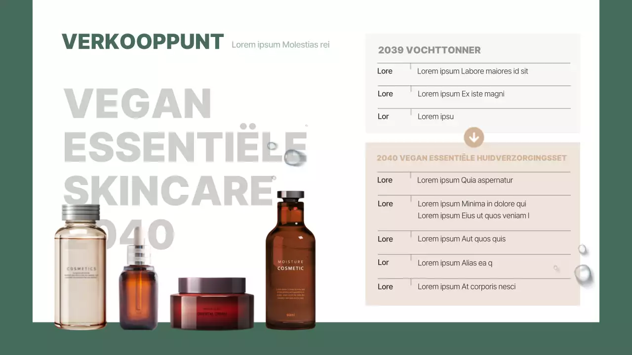 Presentatie van een groen getint, naturalistisch veganistisch cosmeticaproductpraatje