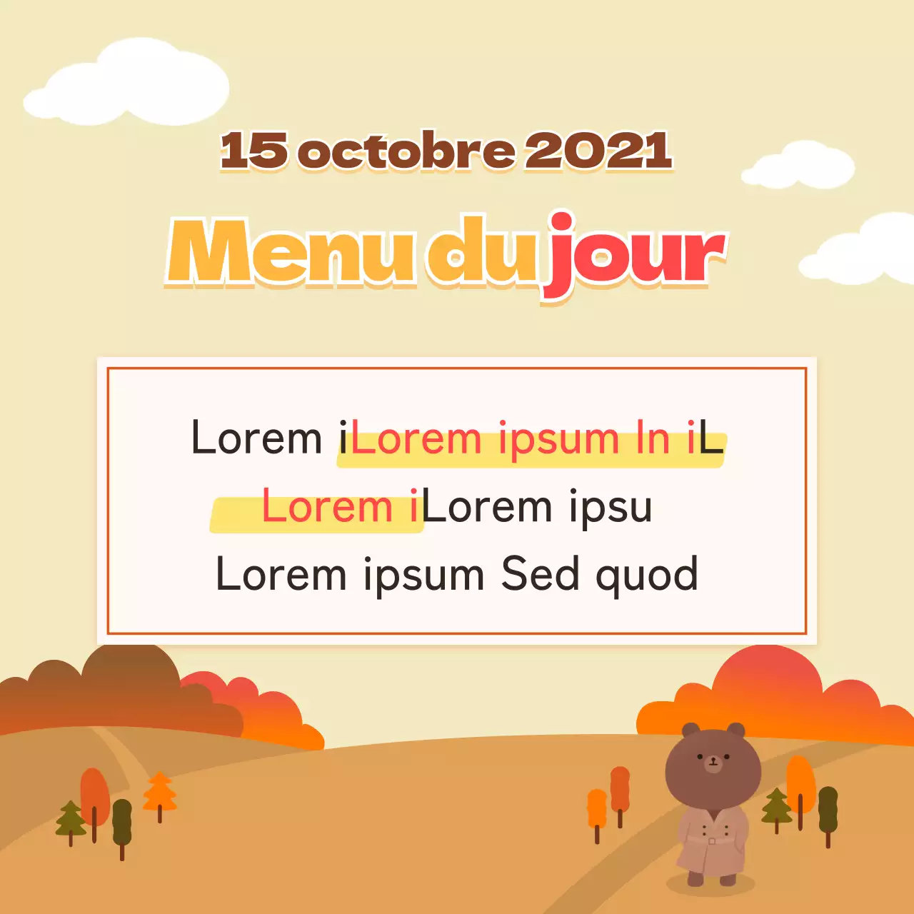 Plan de repas quotidien bleu clair, ensoleillé et actif