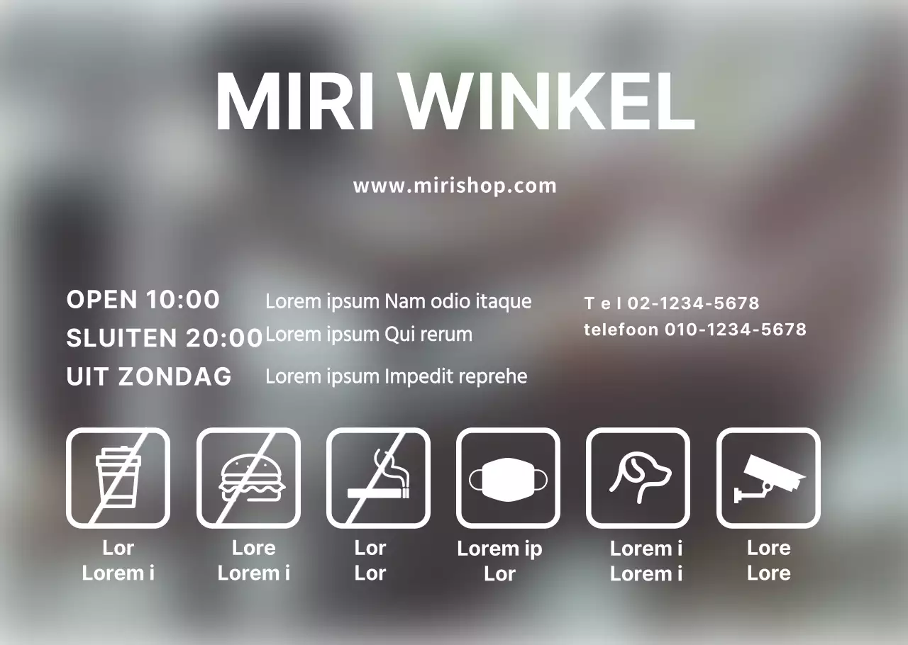 Transparante poster voor lichtblauwe signshop