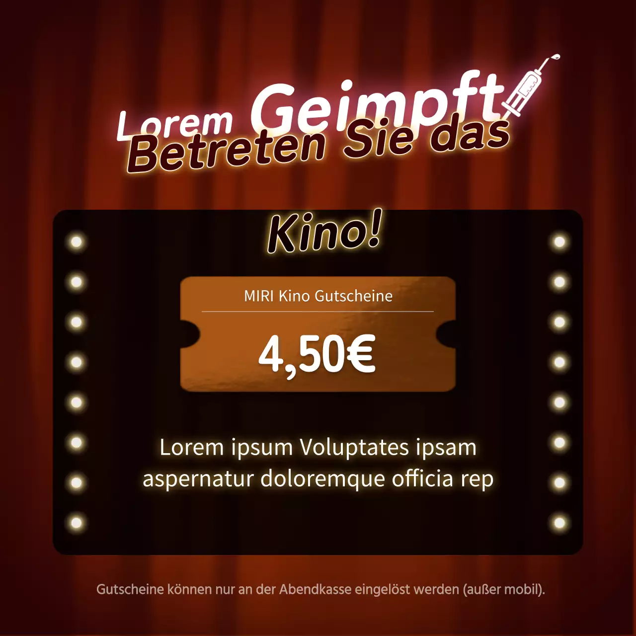 Neonkino-Konzeptveranstaltung in Rot und Orange