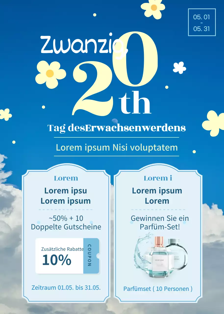 Coming of Age Day in Hellblau und Gelb