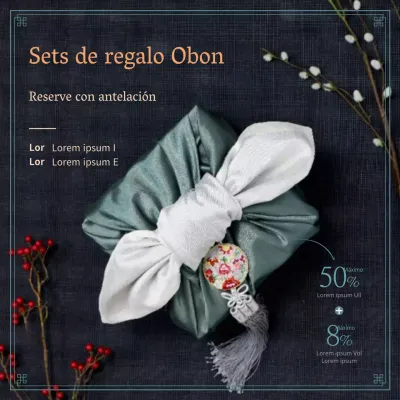 Folleto de pedido anticipado del set de regalo Obon con impresionantes fotos navideñas