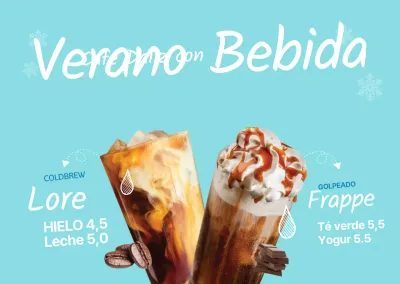 Café Bebida de verano con énfasis en el título