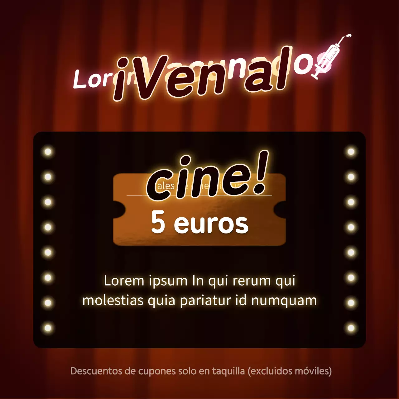 Concepto de cine de neón en rojo y naranja