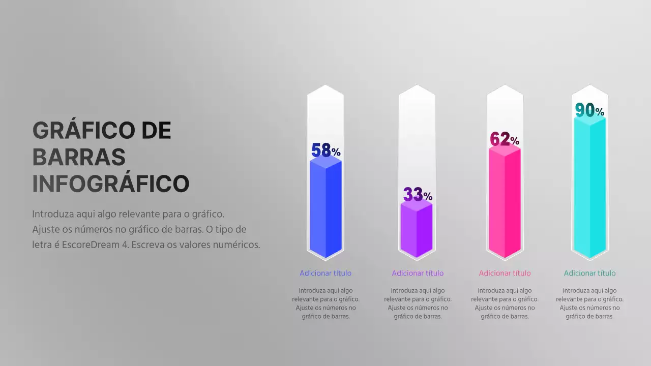 Gráficos de barras tridimensionais multicoloridos