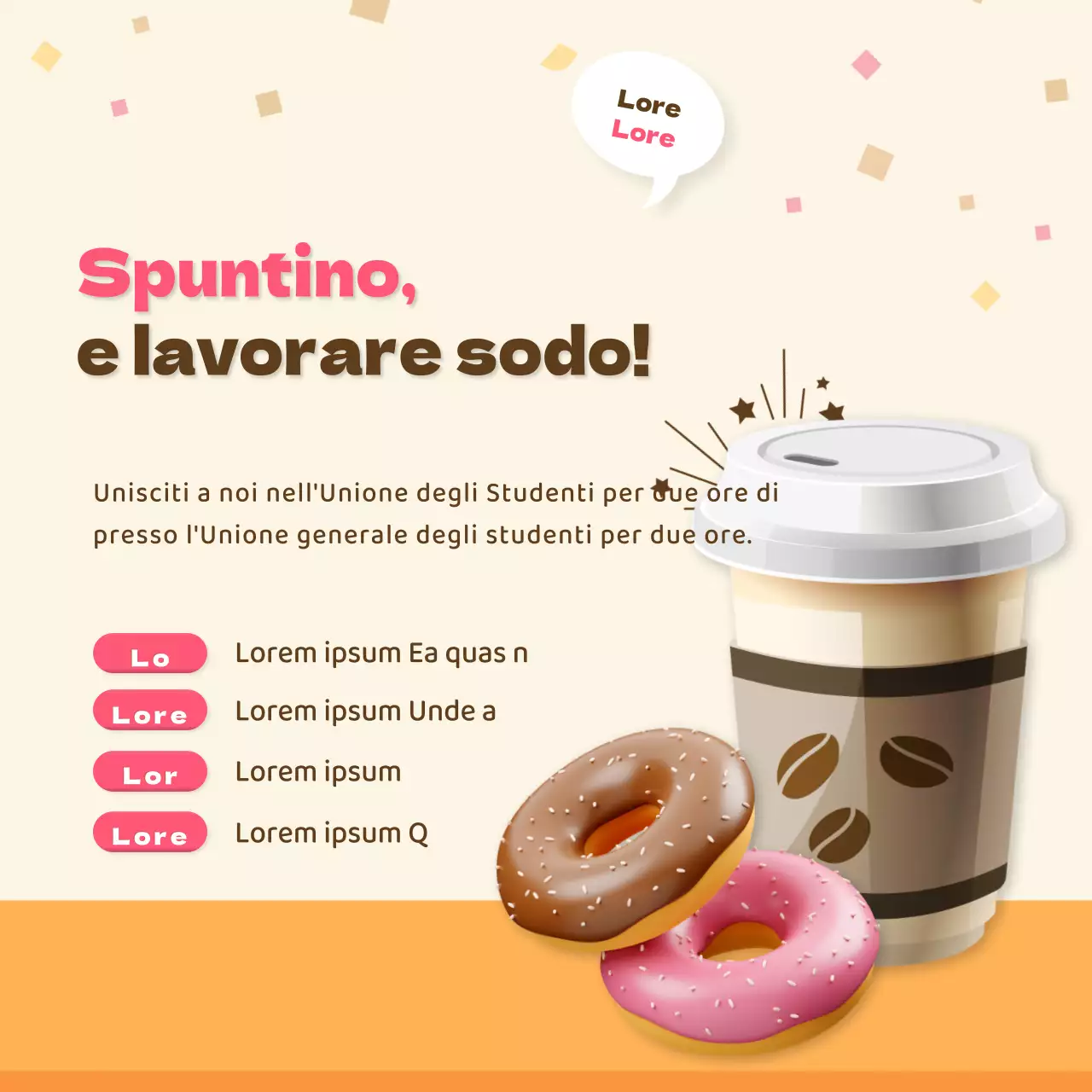 Promuovere un tocco di rosa e marrone per condividere i dolcetti.