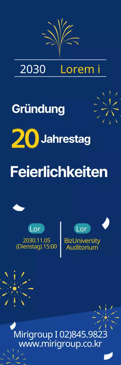 Blau-gelber Schriftzug hervorgehoben Gepflegte Firmeneinführung