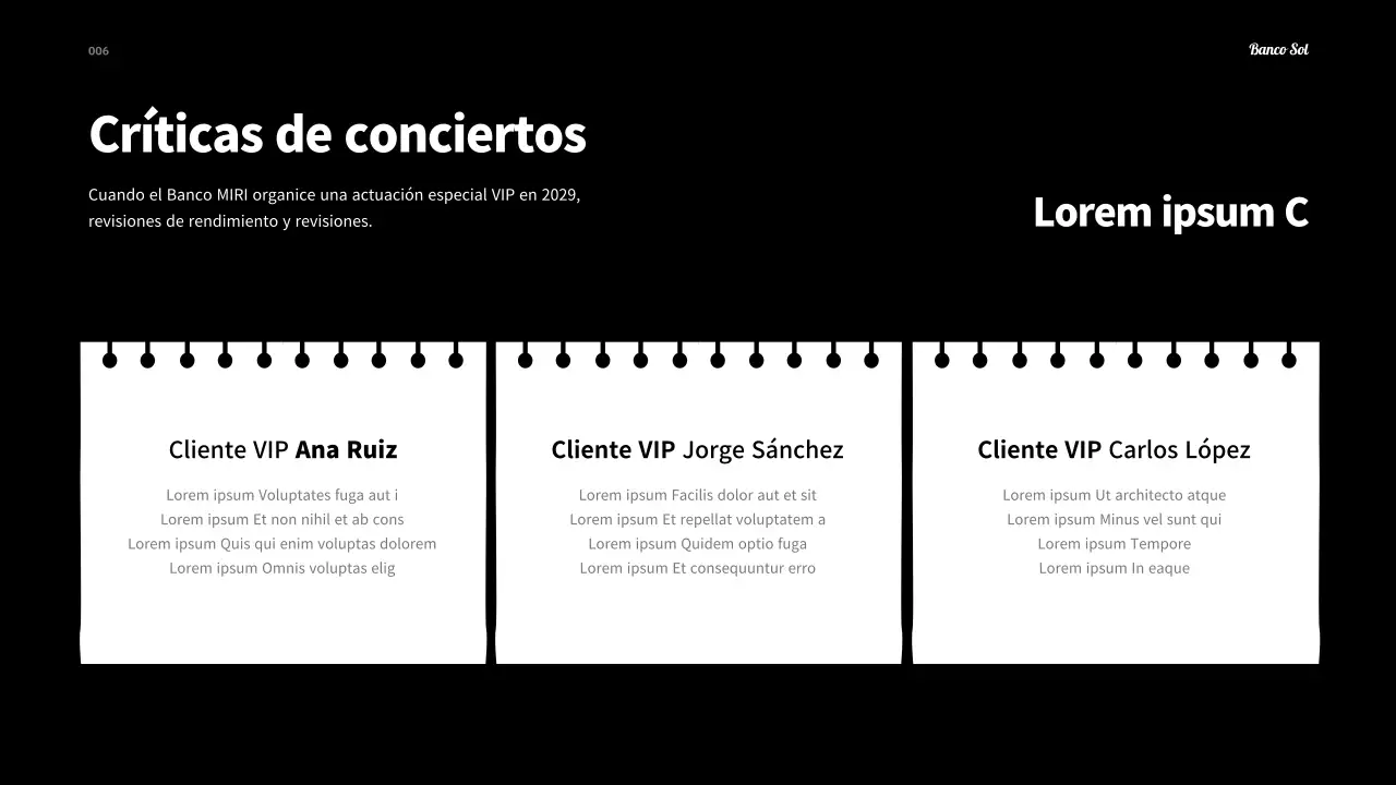 Un sencillo setlist de festival en blanco y negro