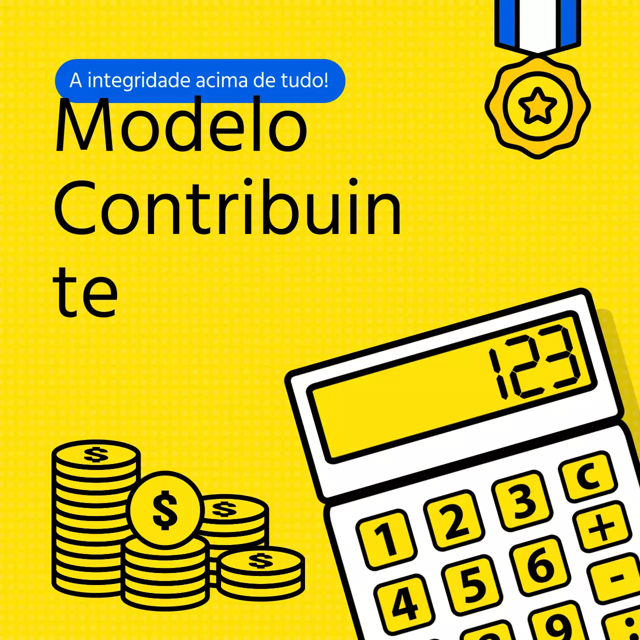 Prestação de informação exemplar aos contribuintes com um tema de calculadora amarela (Card News)