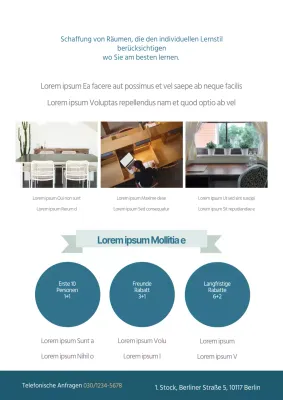 Ein einfacher Geschäftsflyer für ein Arbeitszimmer in Grün.