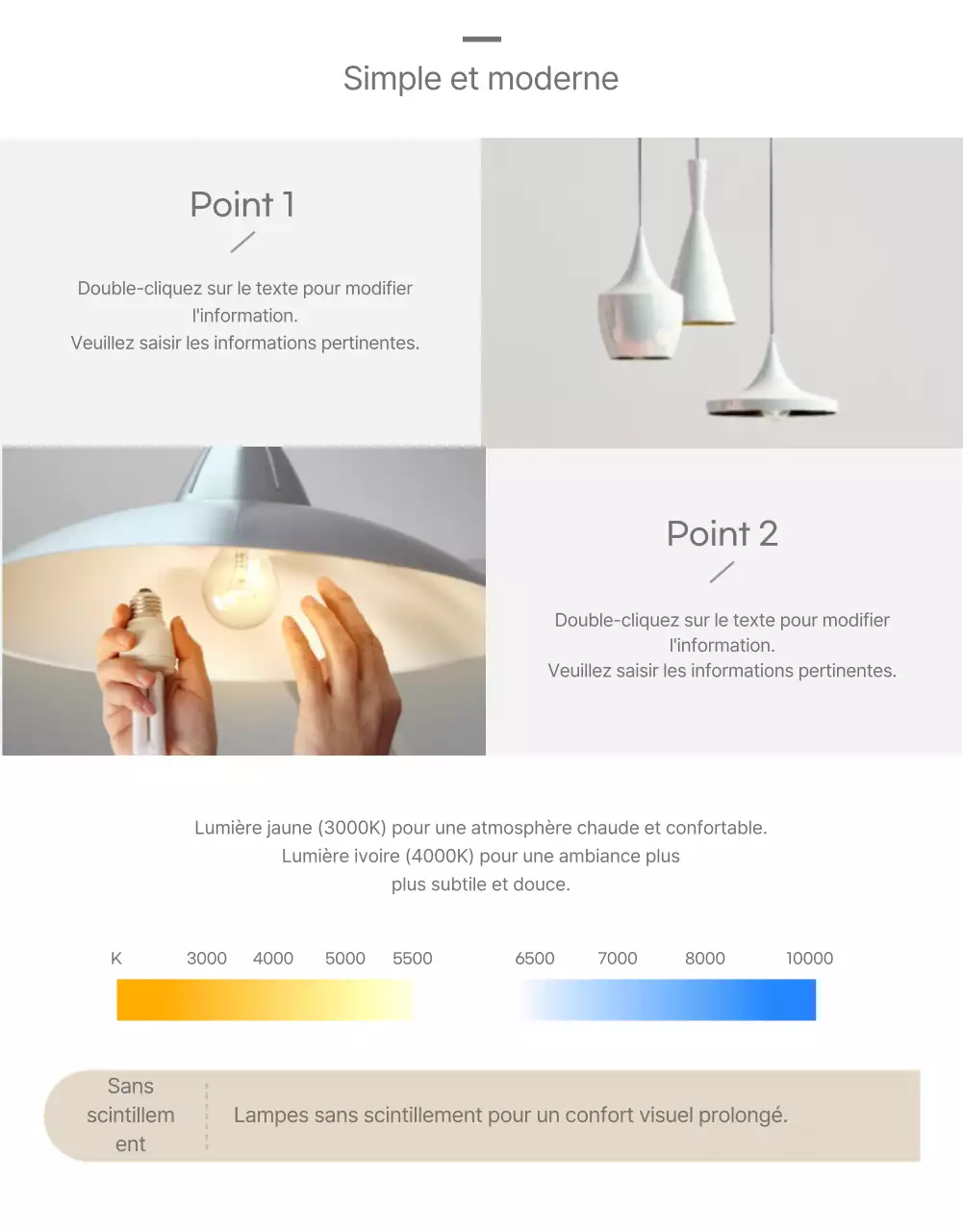 Ampoule d'intérieur grise simple page de détail