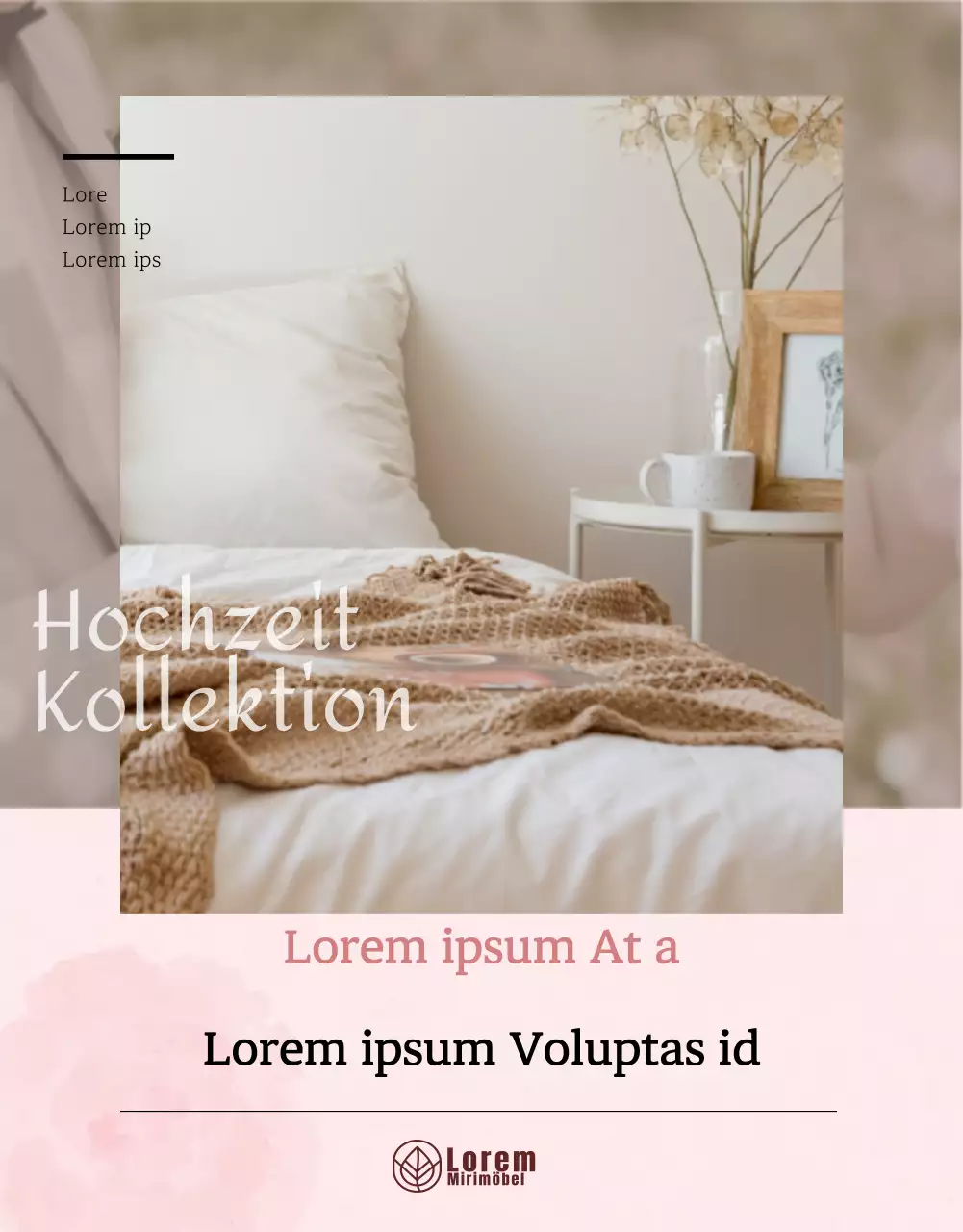 Fördern Sie eine beruhigende rosa Hochzeit Bettwäsche Detailseite