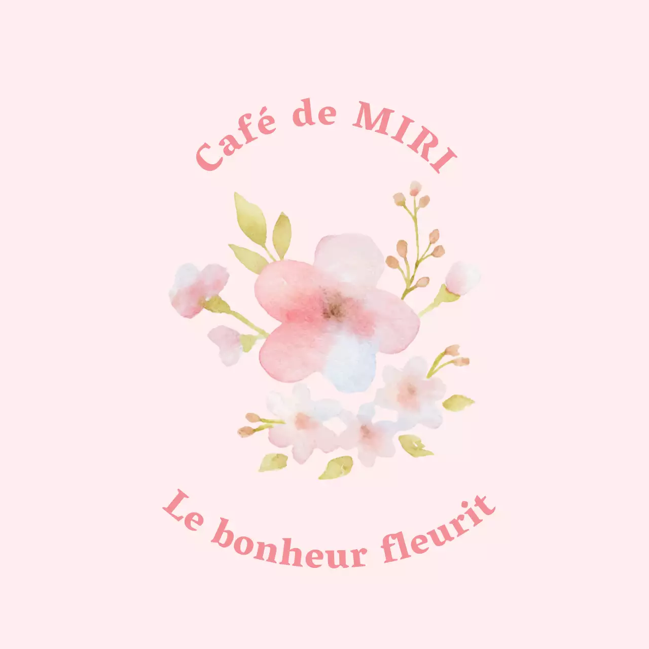 Etiquette de café printanier avec illustration rose