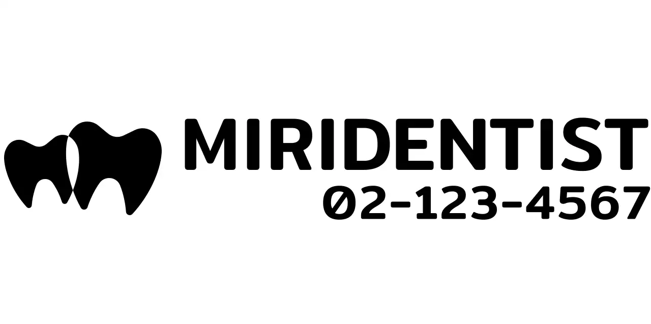 Logo simple en noir avec symbole de la dent pour la promotion des soins dentaires.