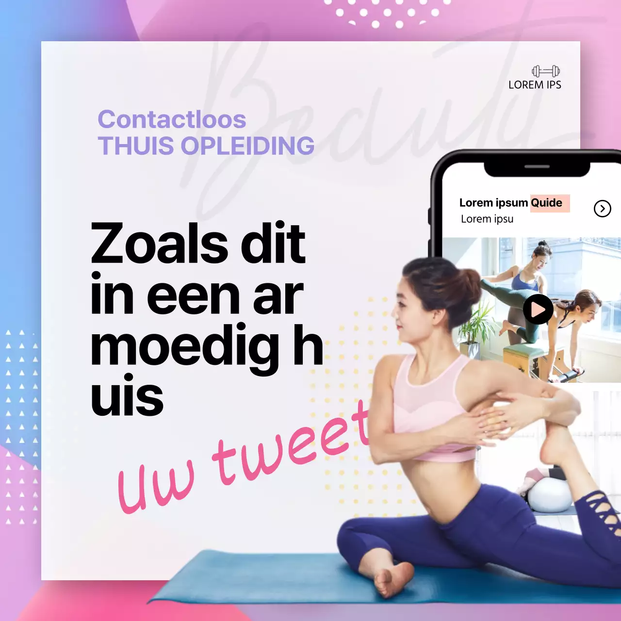 Blauw en roze ontwerp om een contactloos thuisplatform te promoten (sociale mediapleinen)