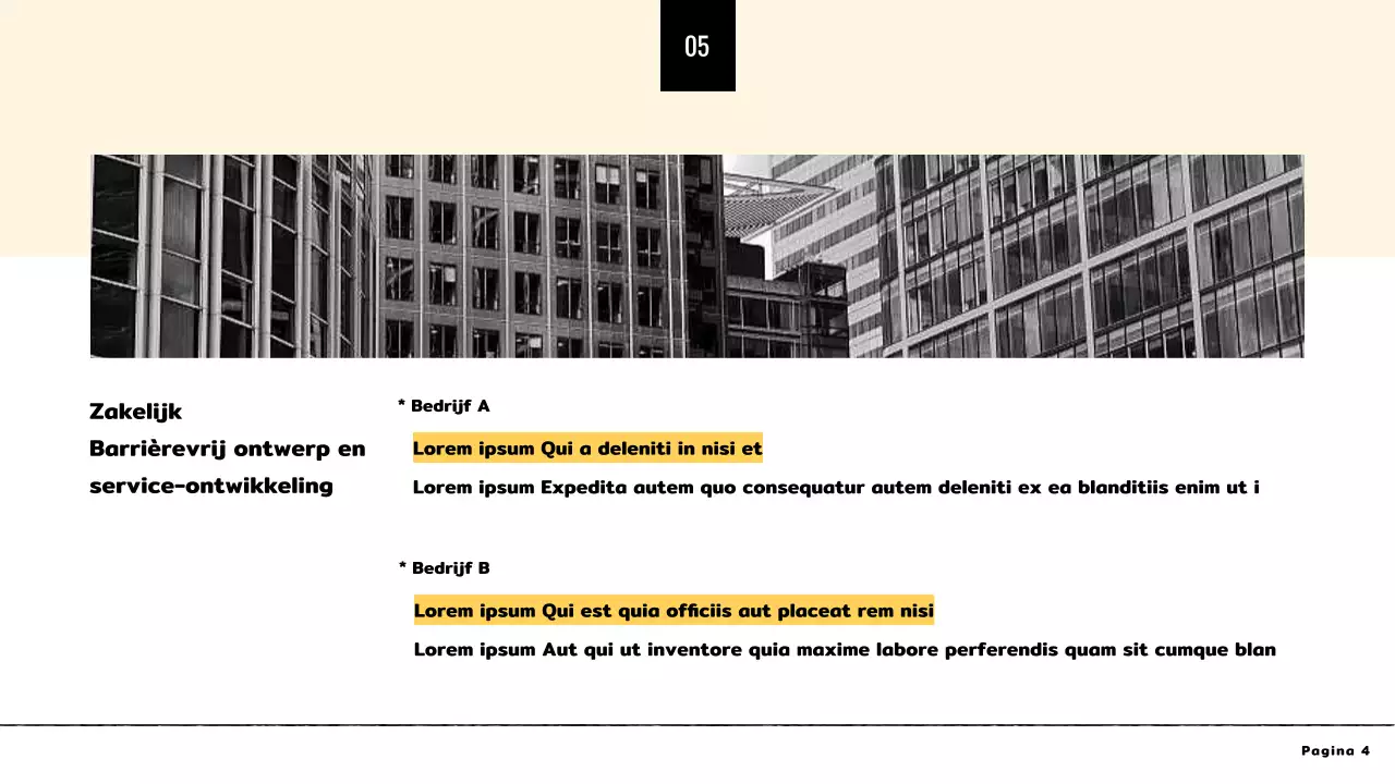 Gele minimalistische barrièrevrije designpresentatie