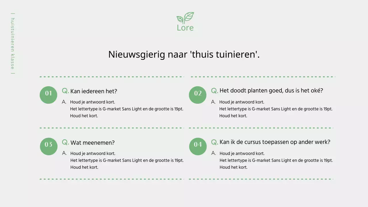 Olijfgroen, warm klassevoorstel (presentatie)