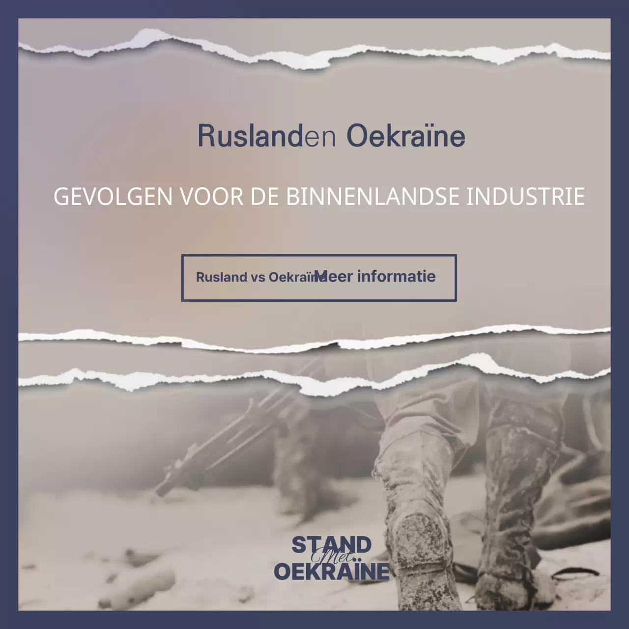 Oorlog communiceren in beige en marine