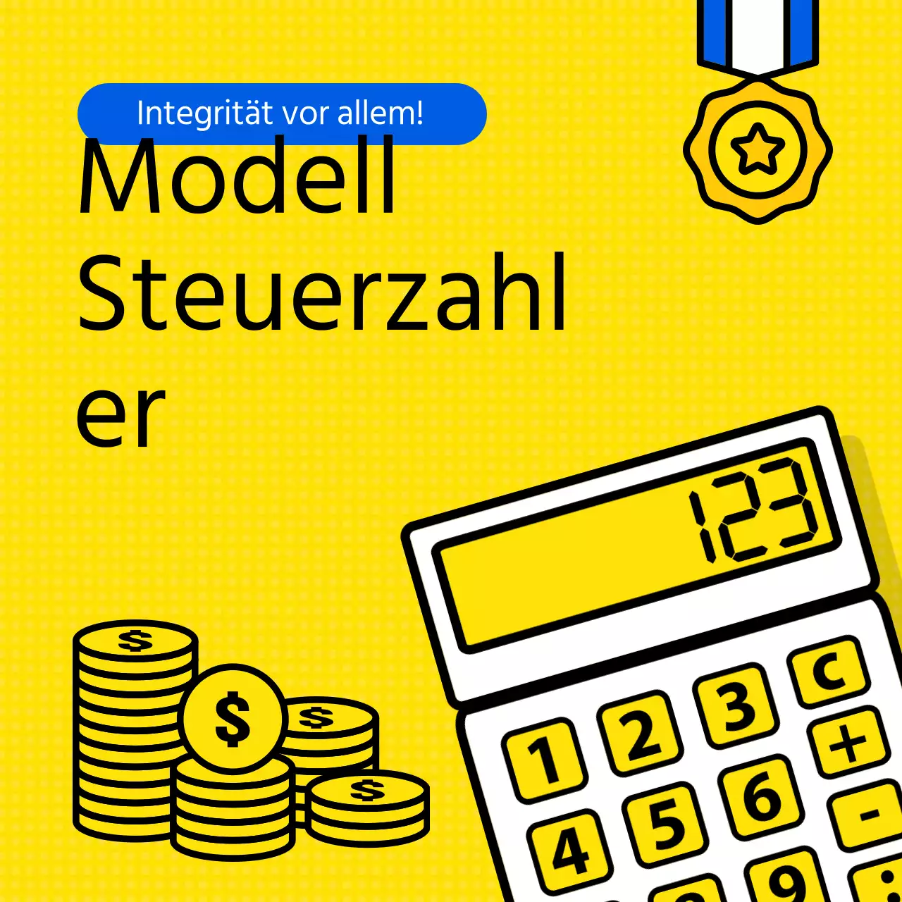 Bereitstellung vorbildlicher Steuerzahlerinformationen mit einem gelben Taschenrechner (Card News)