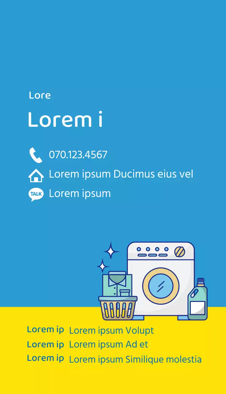 Blauwe en gele illustratie ter promotie van een schone was