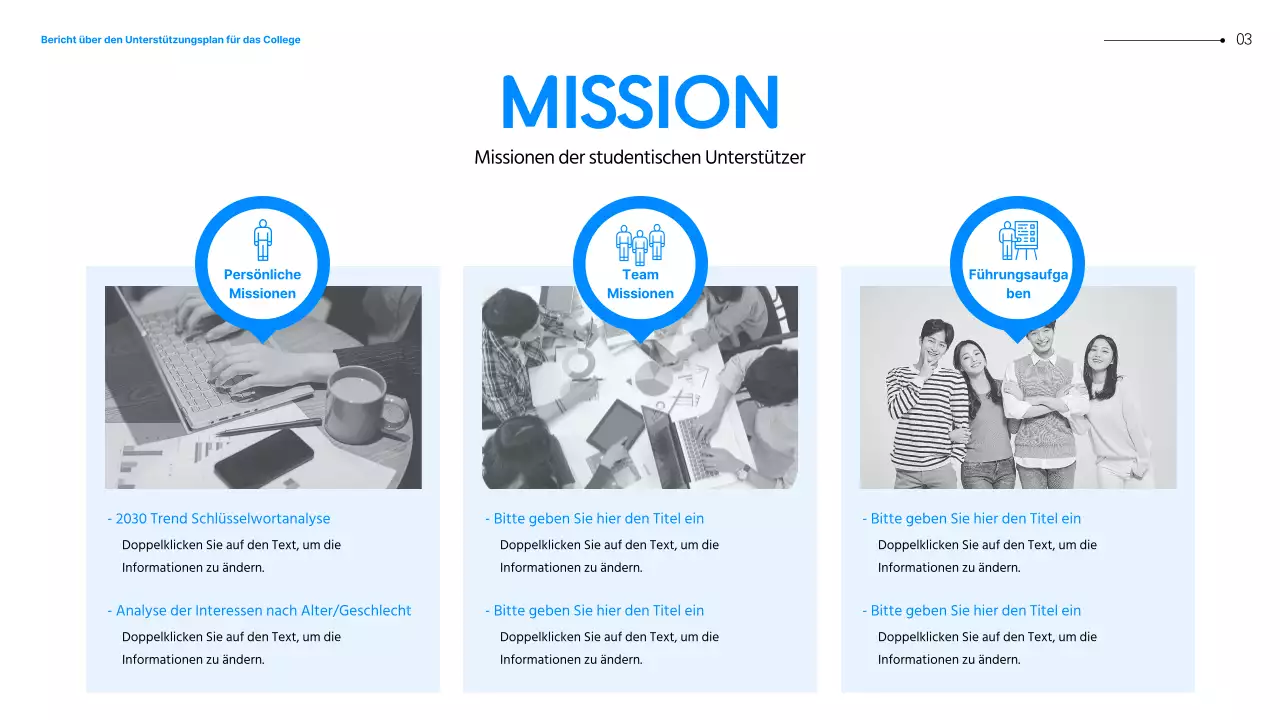 Vorstellung des Aktionsplans der blau-gelben Studenten der Generation MZ