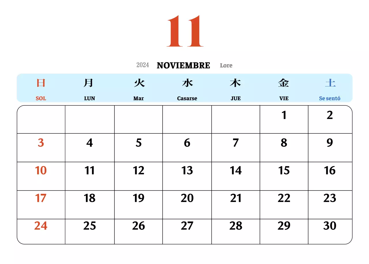 Calendario nostálgico de concepto retro en rojo y azul