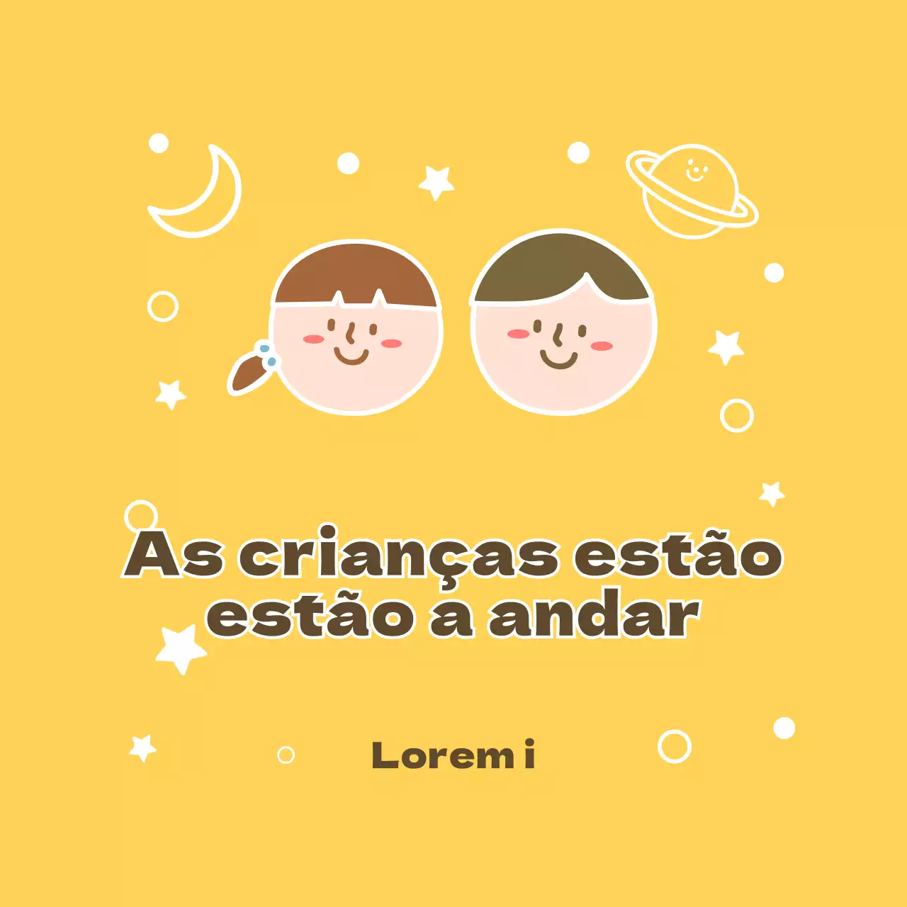 Ilustração de uma criança pequena e gira em amarelo e castanho As crianças andam a cavalo