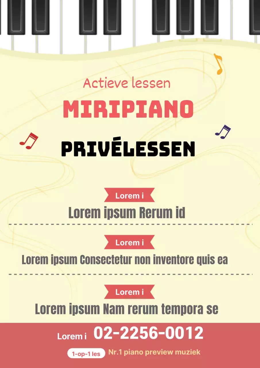 Geel roze illustratie nette muziekschool promotie