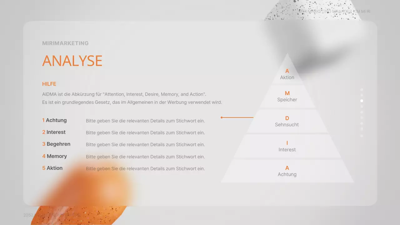 Stereoskopisches 3D-Glasmorphismus-Marketing für ein medizinisches Zentrum in Grau und Orange