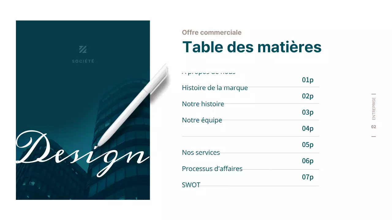 Proposition commerciale simple en turquoise et marron