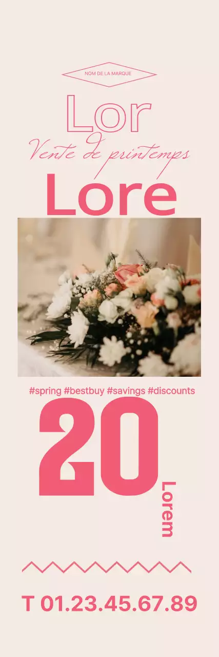 Un lettrage photo rose met en valeur une vente de printemps vintage
