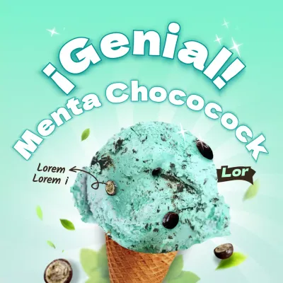 Refrescante helado de chocolate a la menta con menta verde