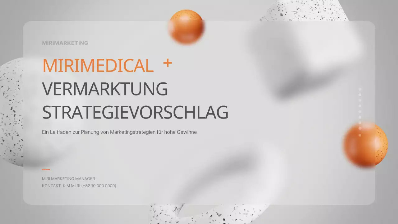 Stereoskopisches 3D-Glasmorphismus-Marketing für ein medizinisches Zentrum in Grau und Orange