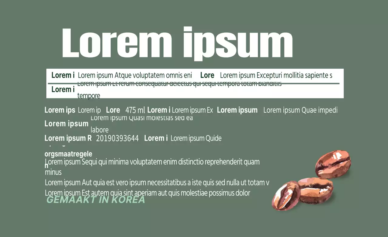 Groene letters Gemarkeerde illustraties Schone, gedetailleerde koffiebonenetiketten