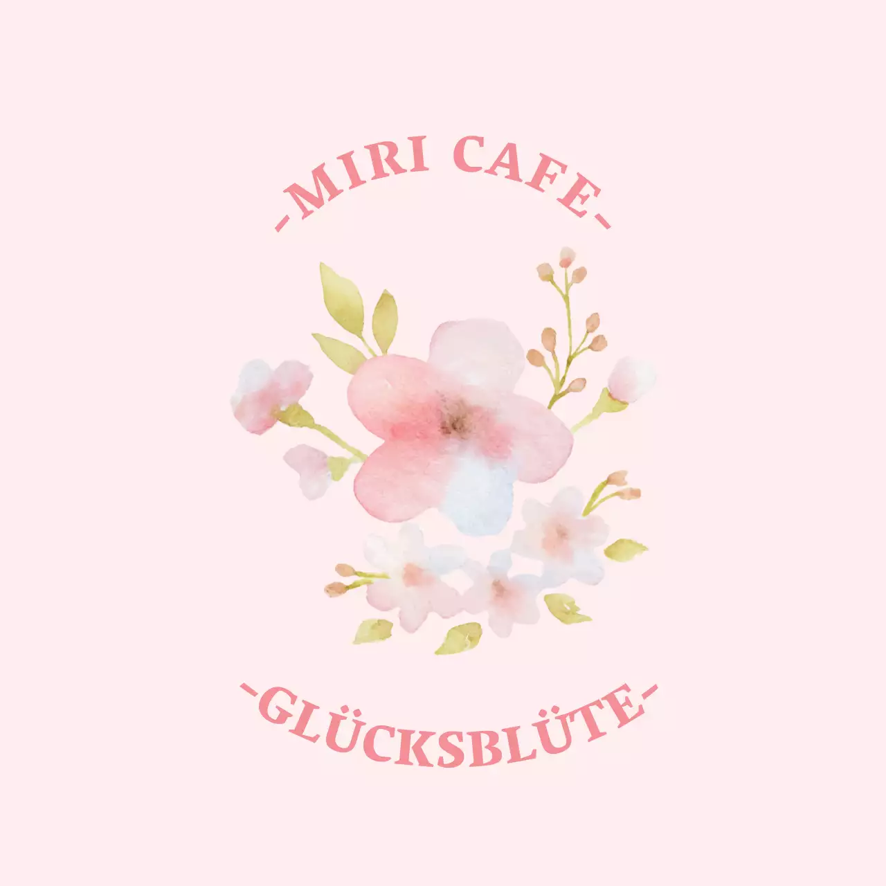 Hübsches Frühlingscafé-Etikett mit rosa Illustration