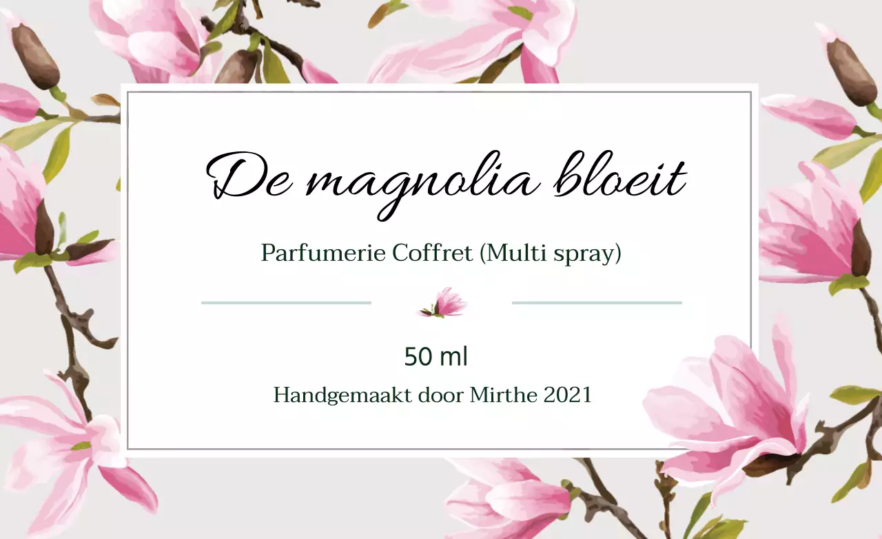 Vintage parfumlabel met grijze illustratie