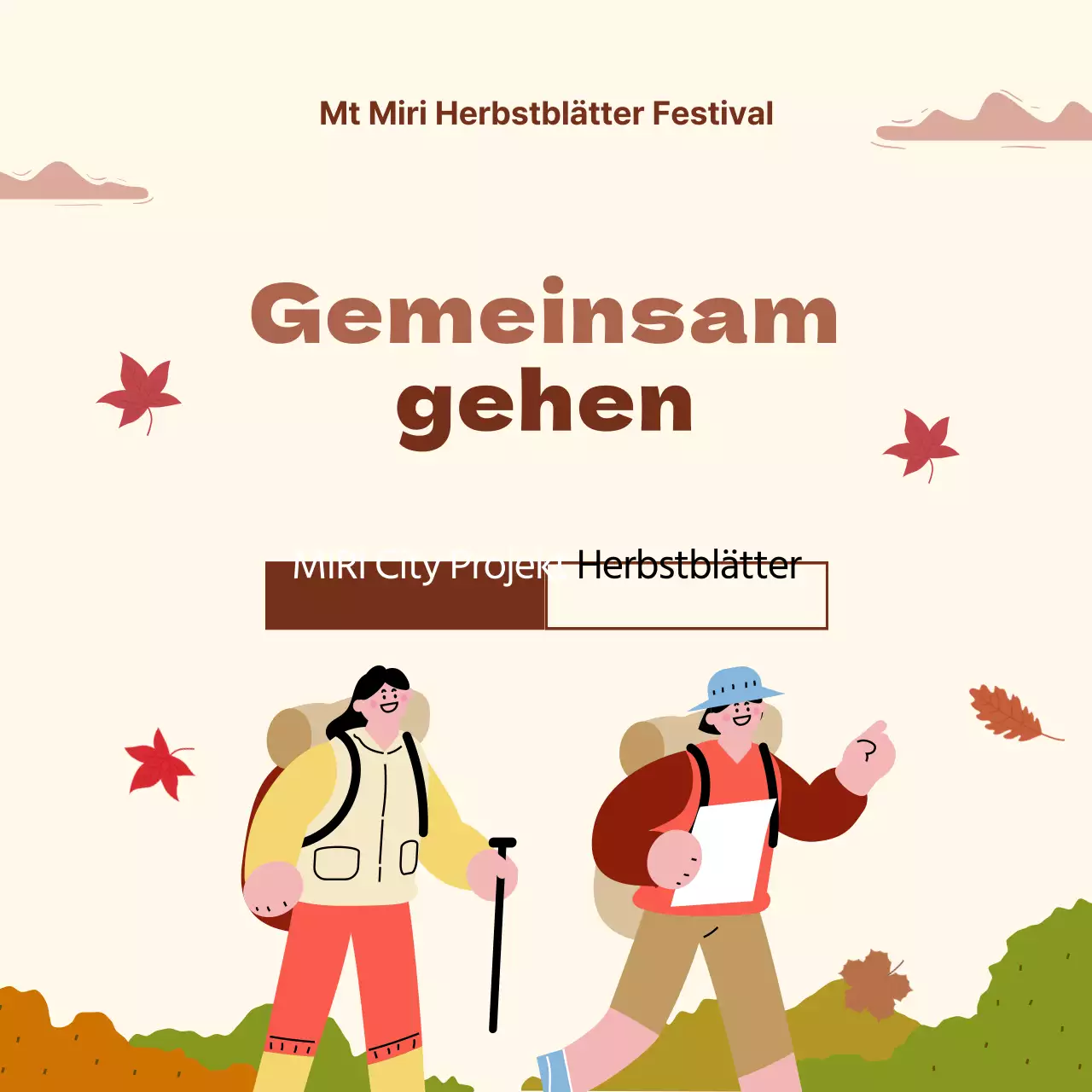 Herbstfest Wandern Trekking Event Guide Vorlage in Beige und Braun