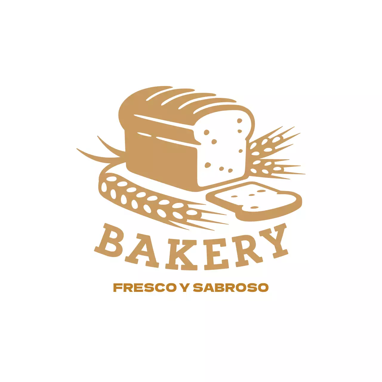 Ilustración marrón etiqueta limpia restaurante panadería