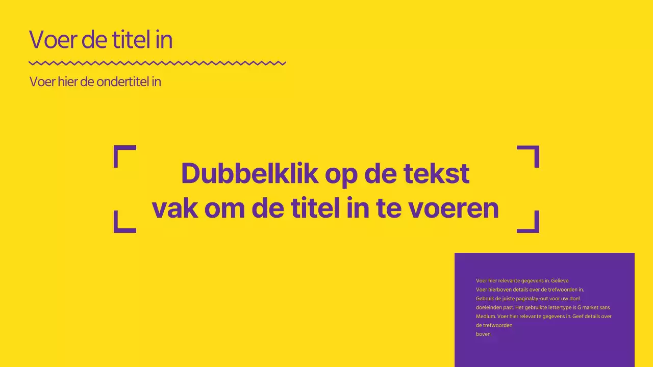 Een sterke, strakke presentatie in geel en paars