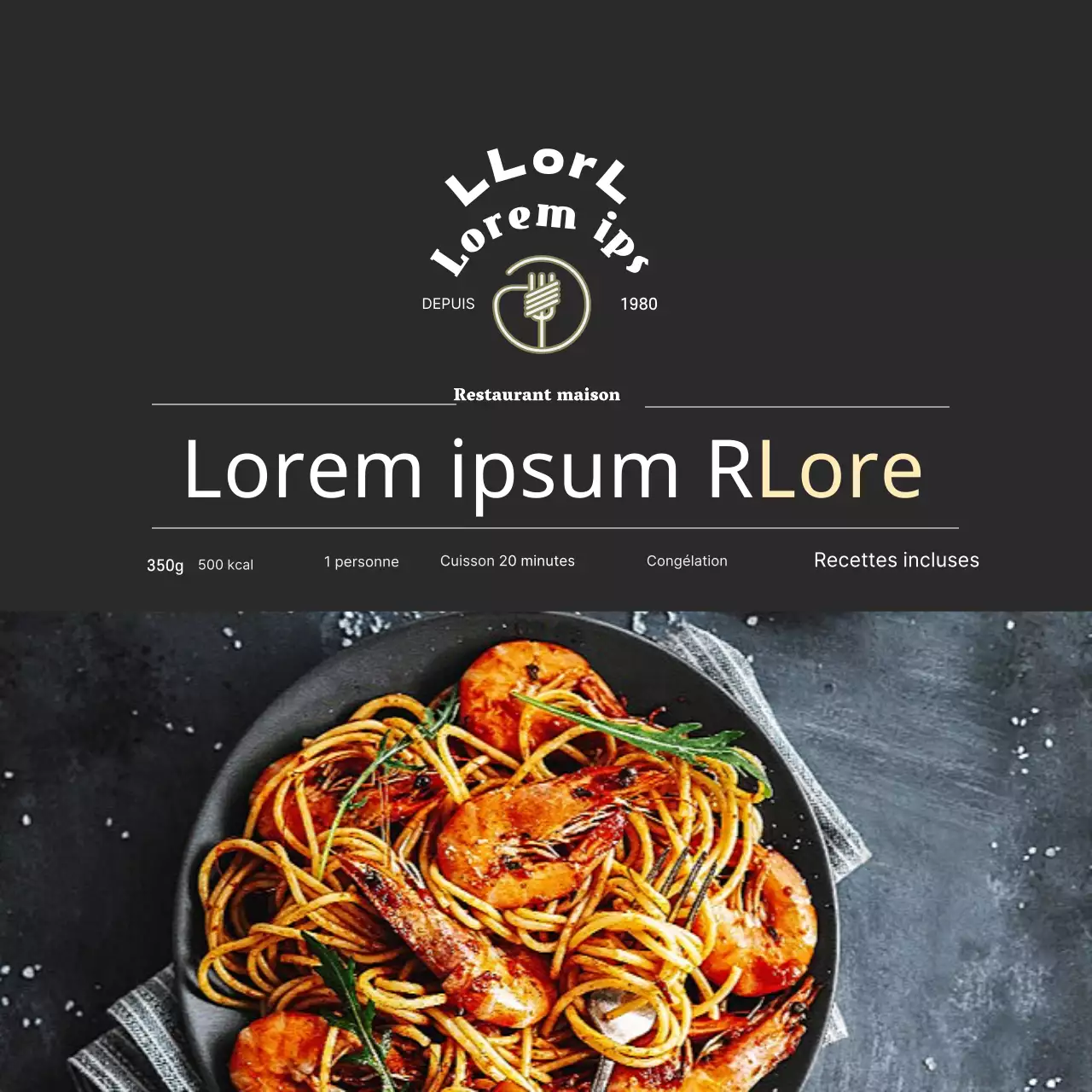 Autocollant noir Luxurious Restaurant Pasta Meal Kit