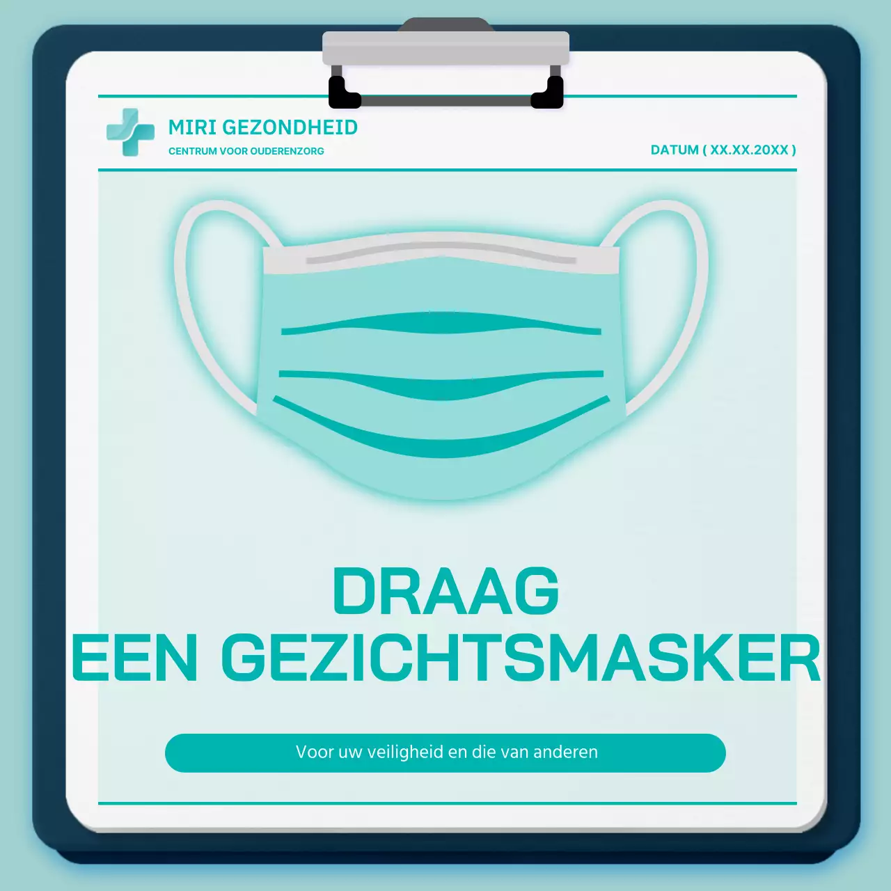 Minty schone ziekenhuiskaartConcept masker draaginstructies