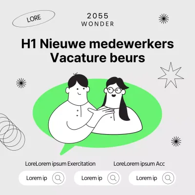 Bevorder banenbeurzen met grijs en groen pratende mensen