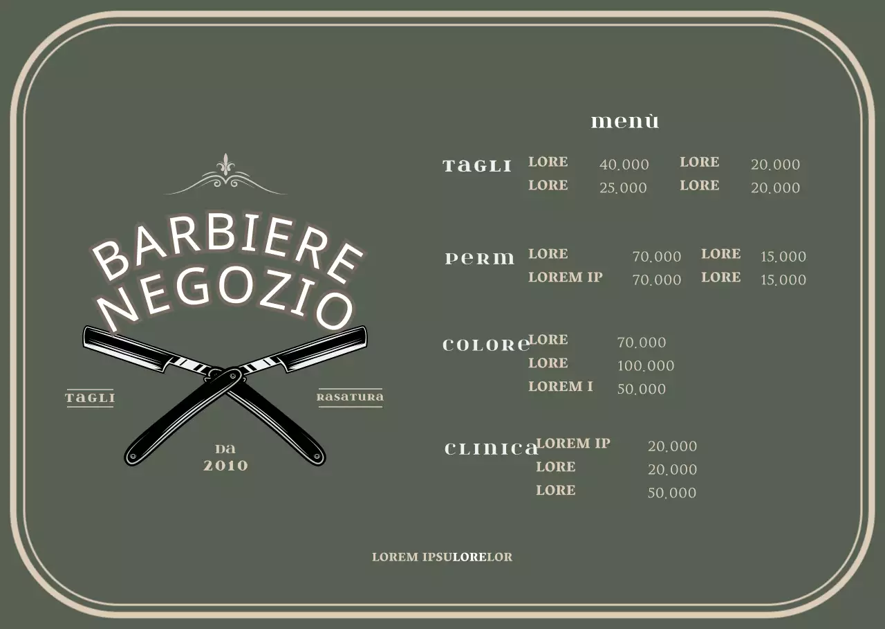 Supporto in acrilico per una lavagna da barbiere verde in stile vintage