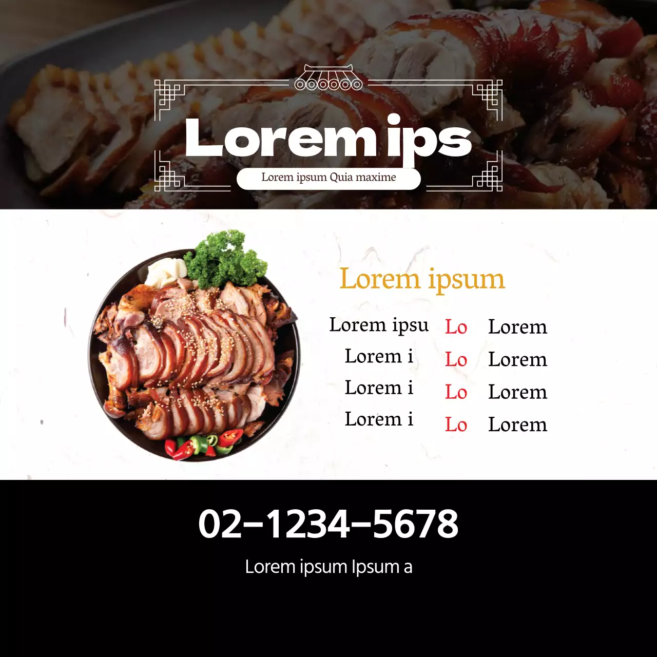 Schwarzes Foto unterstreicht das Menü "Saubere Schweinefüße" des Restaurants