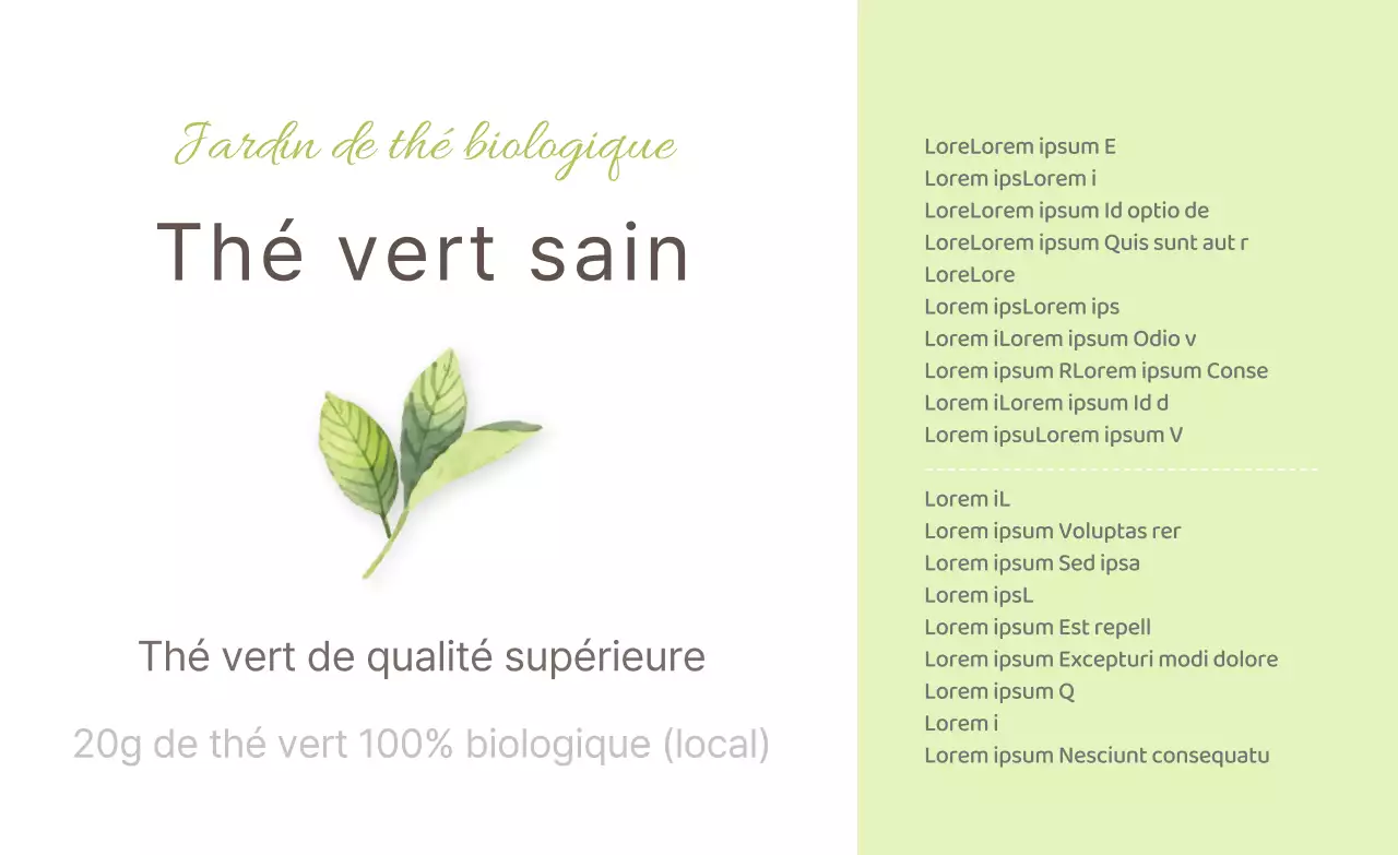 Sticker simple de thé vert en vert clair