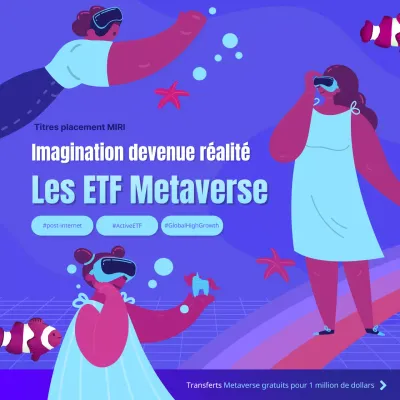 Metaverse ETF share giveaway in blue and purple (en bleu et violet)