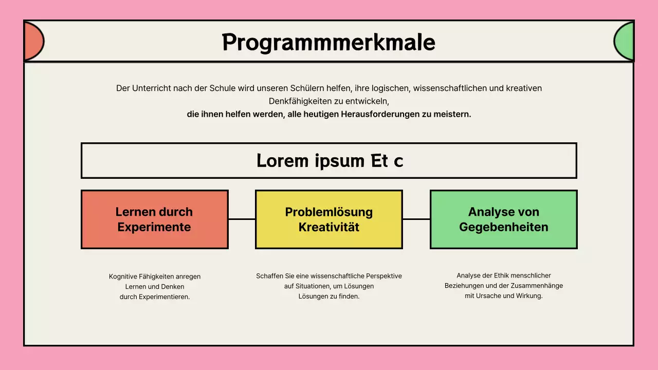 Portfolio von Vorschlägen für rosa außerschulische Programme